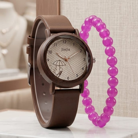 Pack of 2 Fancy Girls Watch & Bracelet Set | Premium Fashion Gift Set for Women