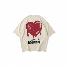 Cream Melted Heart Graphic T-Shirt – Front and Back Print - Stylizz