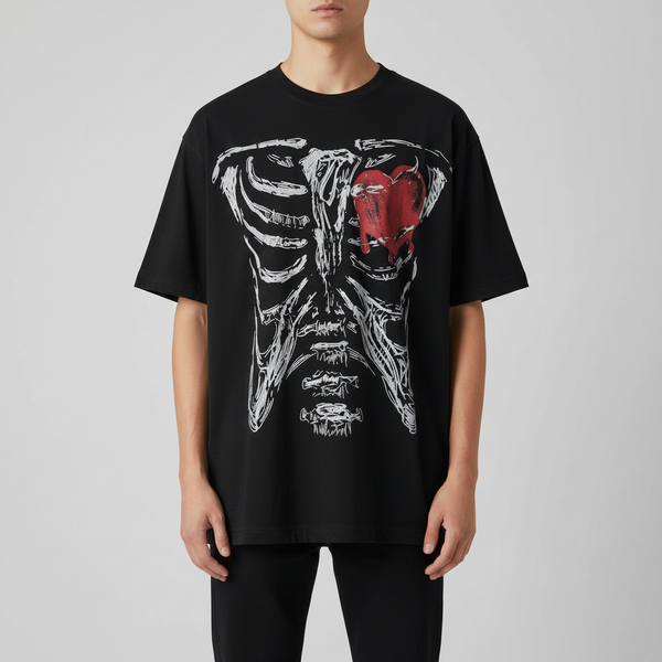 Melted Heart Skeleton Graphic T-Shirt - Stylizz