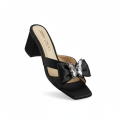 Butterfly Block Heel - Black and Fawn | Brand Box