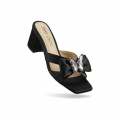 Butterfly Block Heel - Black and Fawn | Brand Box