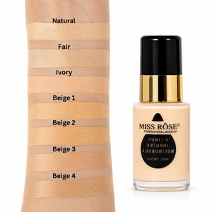 MISS ROSE Purely Natural Foundation, full coverage liquid foundation