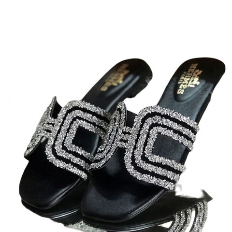 Embellished Buckle Slide Sandals