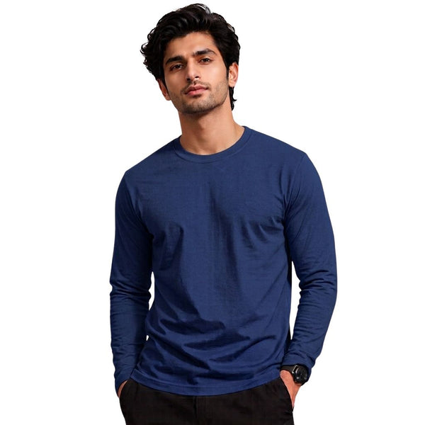 Men’s Solid Royal Blue Long Sleeve T-Shirt – Casual Full Sleeve Shirt