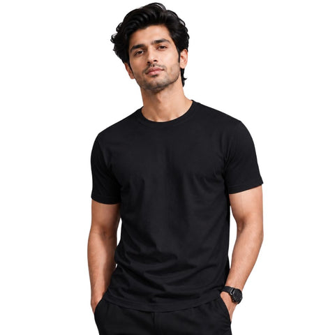 Men’s Solid Black Short Sleeve T-Shirt – Casual Half Sleeve T-Shirt