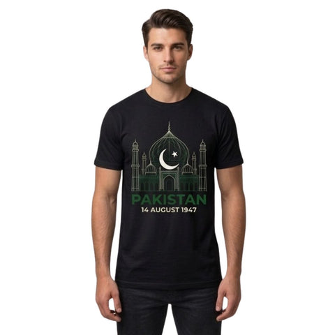 Pakistan 14 August 1947 T-Shirt | Black Patriotic Printed T-Shirt for Men