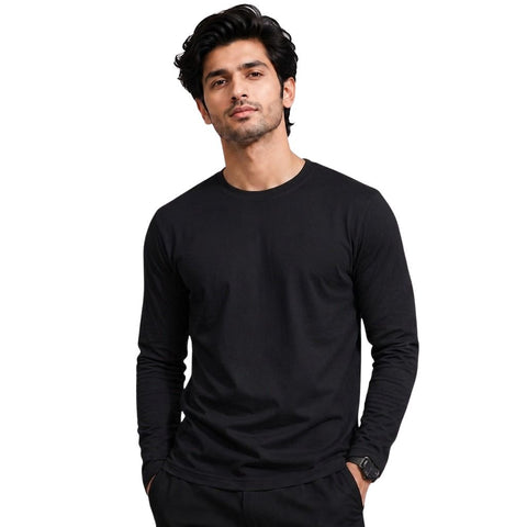 Men’s Black Long Sleeve T-Shirt – Casual Full Sleeve Shirt