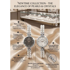 News Time Original Women's Watch | Pearl Stone Chain Luxury Analog Watch