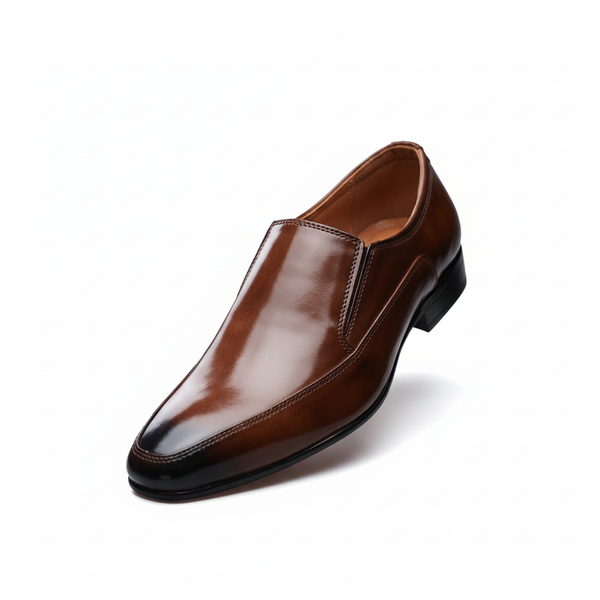 Men's Classic Tan Brown Leather Slip-On Formal Shoes
