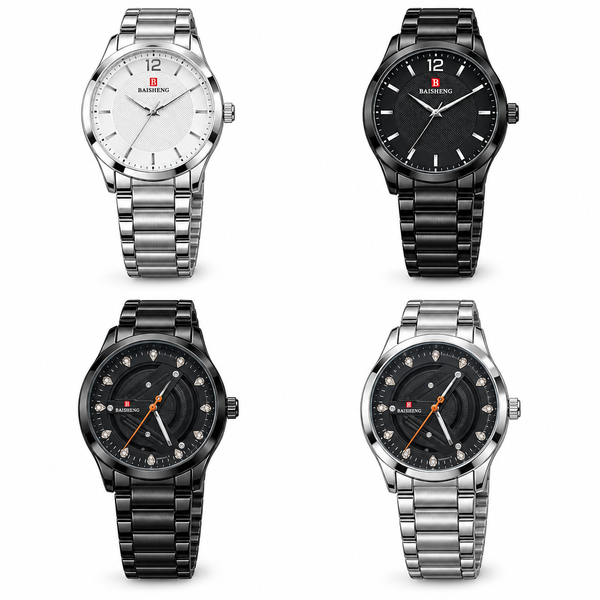 Baisheng Gents Steel-Chain Watch – Push-Button Lock