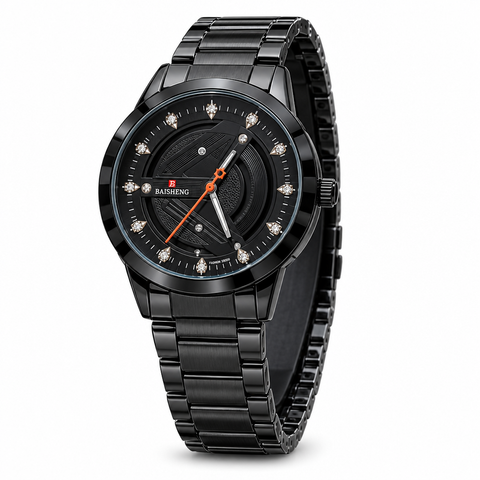 Black-chain watch with decorative dial