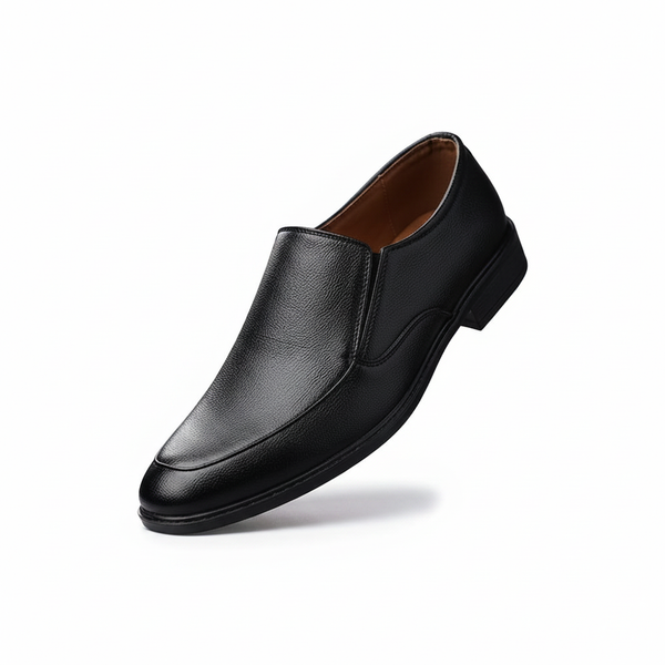 Men's Classic Textured Black Slip-On Formal Shoes