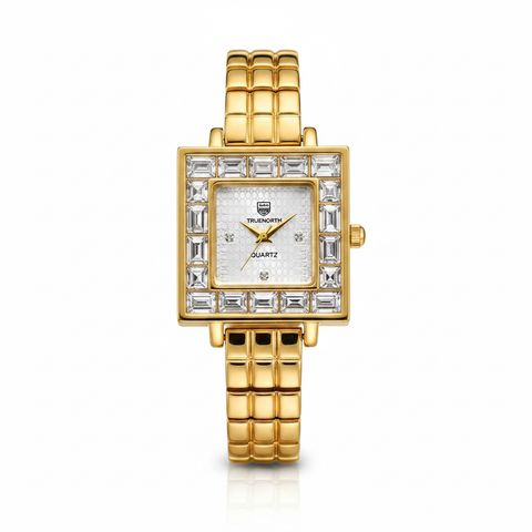 Ladies Chain Watch - Silver White Full Gold