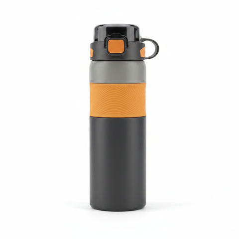 Dark Gray & Orange Insulated Bottle