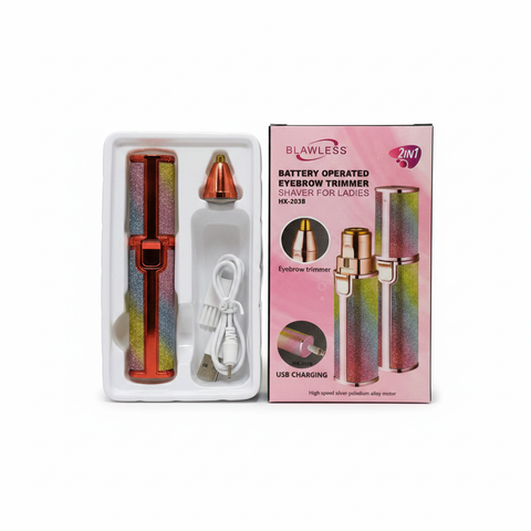 Blawless 2-in-1 Trimmer HX-203B with box and USB cable white background