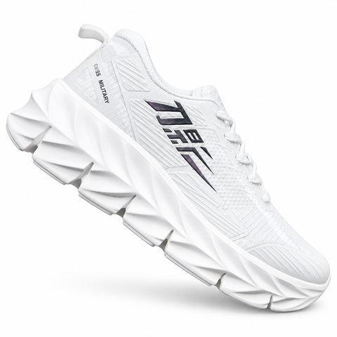 White moulded-sole shoe on white background