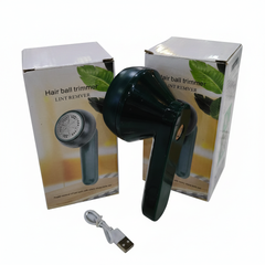 Hair Ball Trimmer with packaging boxes and USB cable - white background
