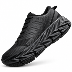 Black moulded-sole shoe on white background