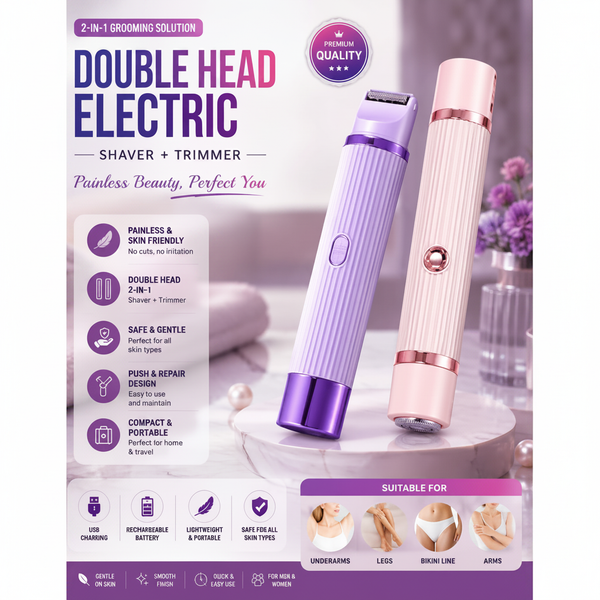 2-in-1 Dual Head Electric Shaver for Women – Wet & Dry Bikini Trimmer
