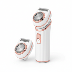 Dual head electric shaver white rose gold blade heads - white background