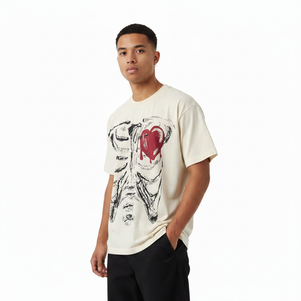 Cream Melted Heart Graphic T-Shirt – Front and Back Print - Stylizz