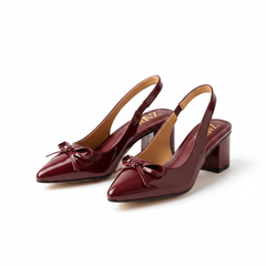 Burgundy Slingback Heels - White Background