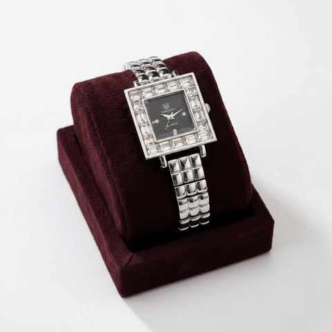 Ladies Chain Watch - Black Dial Silver