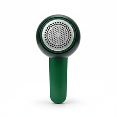 Green USB rechargeable electric lint remover fabric shaver - white background