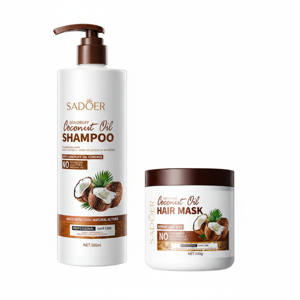 Sadoer Coconut Shampoo 500ml & Hair Mask 500g – Coconut Hair Care Set