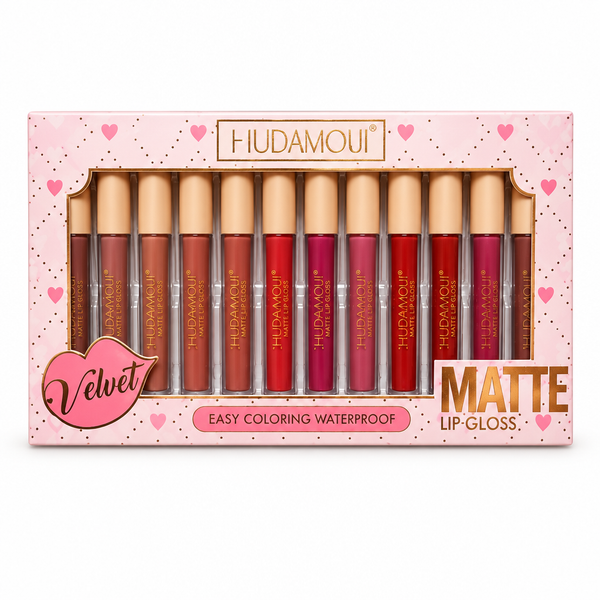 Huda Mouji Lip Gloss – 12-Piece Colour Set