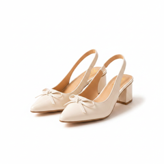 Cream Slingback Heels - White Background