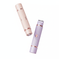 Double headed shavers beige and purple rose gold - white background