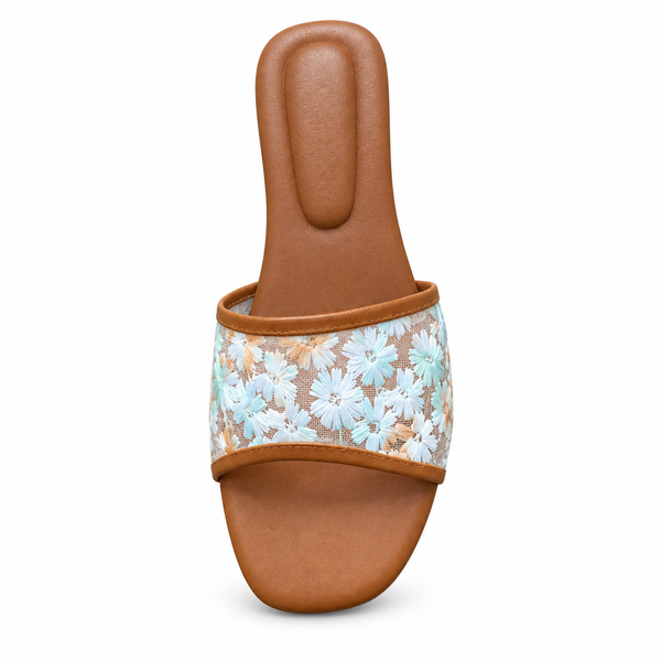 Ladies Floral Flat Slippers