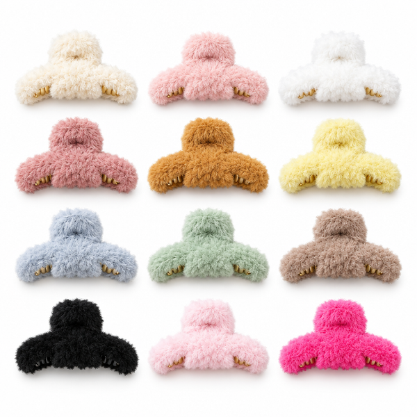Fluffy Hair Claw Clips – 12-Piece Assorted Pack