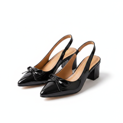 Black Slingback Heels - White Background