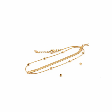 Stainless Steel Gold Layered Bracelet – White Background