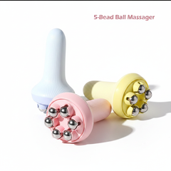 5-Bead Ball Massager – Pink Yellow White on White Background
