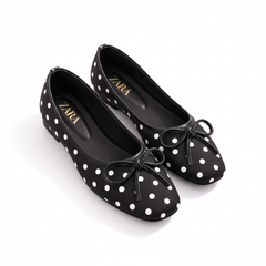 Black polka dot bow pumps for girls
