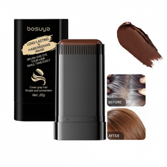 Bosuya hair dye stick brown variant with box before after coverage - white background