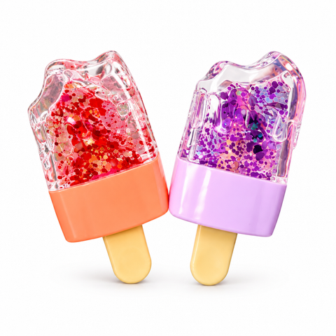 Two sample ice-lolly-shaped lip gloss containers on a white background; listing is for a six-piece set
