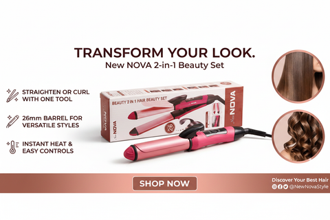 NOVA 2-in-1 Beauty Set - Transform Your Look banner with white background